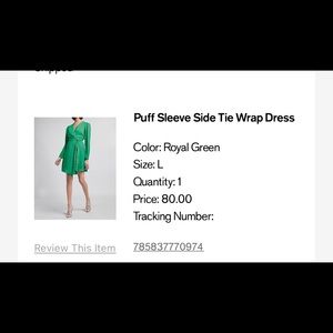 Green puff sleeve side tie dress
